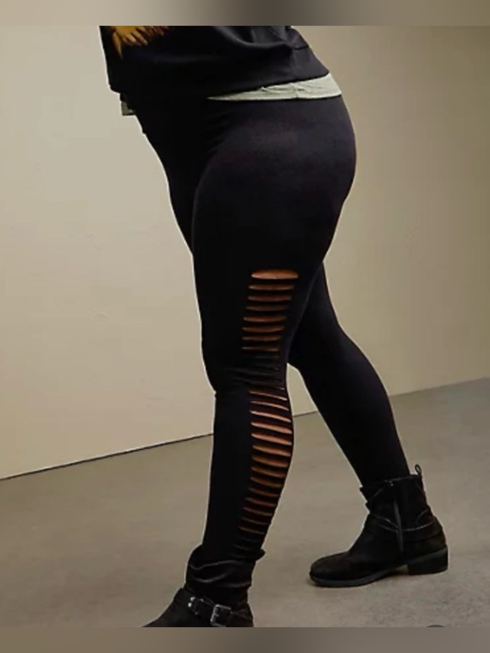 Torrid Black Slashed Side-Cut Leggings
